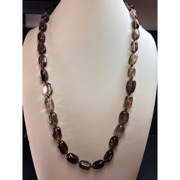 NEW smoky quartz 24 inch necklace with sterling silver clasp - Picture 1 of 12